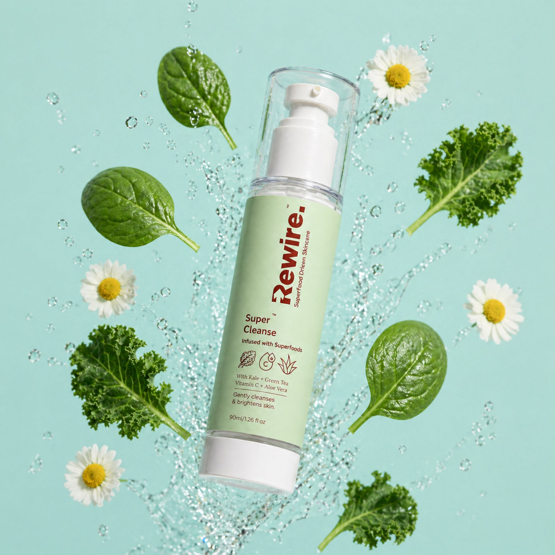Super Cleanse | Superfood Gentle Face Cleanser with Kale, Spinach & Green Tea – 90 ml